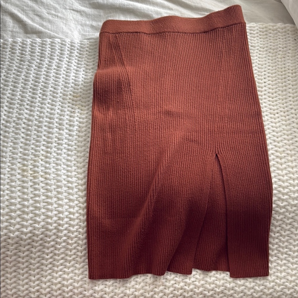 Abercrombie & Fitch Orange Ribbed Pencil Skirt